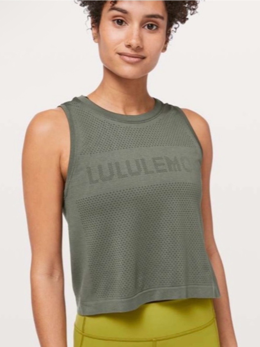 Lululemon Women’s Sage Grey Breeze by Muscle Crop Tank Size 0/2